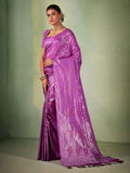 Purple Kanjeevaram Art Silk Saree With Blouse Piece