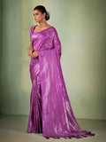 Purple Kanjeevaram Art Silk Saree With Blouse Piece