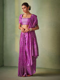 Purple Kanjeevaram Art Silk Saree With Blouse Piece