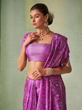 Purple Kanjeevaram Art Silk Saree With Blouse Piece