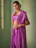 Purple Kanjeevaram Art Silk Saree With Blouse Piece