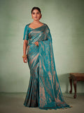 Blue Kanjeevaram Art Silk Saree With Blouse Piece