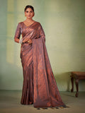 Grey Kanjeevaram Art Silk Saree With Blouse Piece