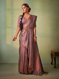 Grey Kanjeevaram Art Silk Saree With Blouse Piece