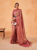 Pink Kanjeevaram Art Silk Saree With Blouse Piece