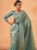 Light Blue Kanjeevaram Art Silk Saree With Blouse Piece