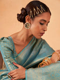 Light Blue Kanjeevaram Art Silk Saree With Blouse Piece