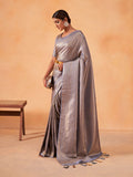 Grey Kanjeevaram Art Silk Saree With Blouse Piece