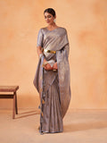 Grey Kanjeevaram Art Silk Saree With Blouse Piece