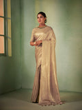 Beige Kanjeevaram Art Silk Saree With Blouse Piece