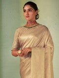 Beige Kanjeevaram Art Silk Saree With Blouse Piece