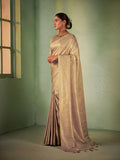 Beige Kanjeevaram Art Silk Saree With Blouse Piece