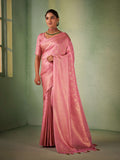 Light Pink Kanjeevaram Art Silk Saree With Blouse Piece