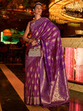 Purple Art Silk Saree With Blouse Piece