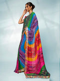 Multicolor Georgette Party Wear Saree With Blouse Piece