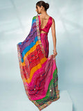 Multicolor Georgette Party Wear Saree With Blouse Piece