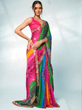 Multicolor Georgette Party Wear Saree With Blouse Piece