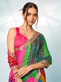 Multicolor Georgette Party Wear Saree With Blouse Piece