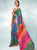 Multicolor Georgette Party Wear Saree With Blouse Piece