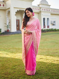 Pink Banarasi Pure Georgette Saree With Blouse Piece