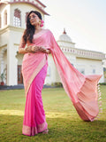 Pink Banarasi Pure Georgette Saree With Blouse Piece