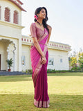 Pink Banarasi Pure Georgette Saree With Blouse Piece