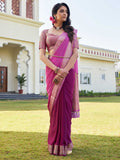 Pink Banarasi Pure Georgette Saree With Blouse Piece