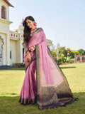 Pink Banarasi Pure Georgette Saree With Blouse Piece