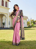 Pink Banarasi Pure Georgette Saree With Blouse Piece