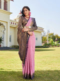 Pink Banarasi Pure Georgette Saree With Blouse Piece