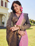 Pink Banarasi Pure Georgette Saree With Blouse Piece