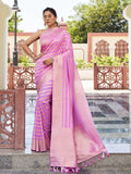 Light Pink Banarasi Pure Georgette Saree With Blouse Piece