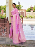 Light Pink Banarasi Pure Georgette Saree With Blouse Piece