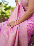 Light Pink Banarasi Pure Georgette Saree With Blouse Piece