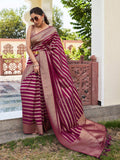 Wine Banarasi Pure Georgette Saree With Blouse Piece