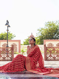 Red Banarasi Pure Georgette Saree With Blouse Piece