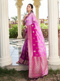 Lilac Banarasi Pure Georgette Saree With Blouse Piece