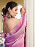 Lilac Banarasi Pure Georgette Saree With Blouse Piece