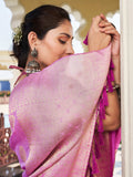 Lilac Banarasi Pure Georgette Saree With Blouse Piece