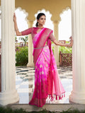 Pink Banarasi Pure Georgette Saree With Blouse Piece