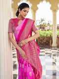 Pink Banarasi Pure Georgette Saree With Blouse Piece