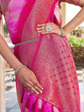 Pink Banarasi Pure Georgette Saree With Blouse Piece