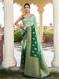 Green Banarasi Pure Georgette Saree With Blouse Piece