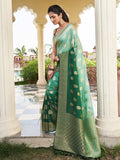 Green Banarasi Pure Georgette Saree With Blouse Piece