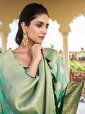 Green Banarasi Pure Georgette Saree With Blouse Piece