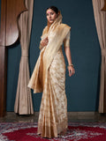 Off White Banarasi Satin Silk Saree With Blouse Piece