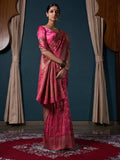 Onion Pink Banarasi Satin Silk Saree With Blouse Piece