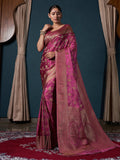 Rani Pink Banarasi Satin Silk Saree With Blouse Piece