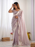 Lavender Silk Blend Saree With Blouse Piece