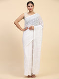 White Georgette Saree With Blouse Piece